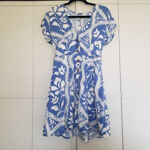 Marine Layer Blue and White Floral Mini Dress